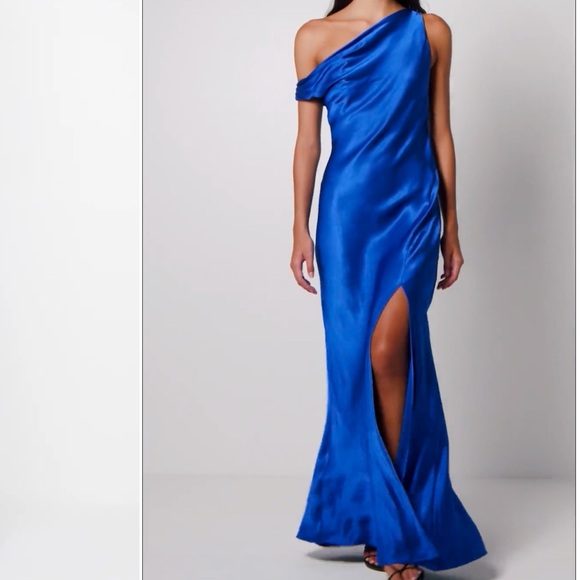 bec + bridge | Dresses | Bec Bridge Blue Asymmetrical Oneshoulder Cocktail  Gown | Poshmark
